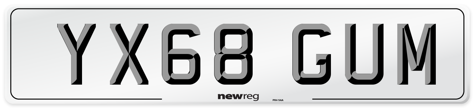 YX68 GUM Number Plate from New Reg